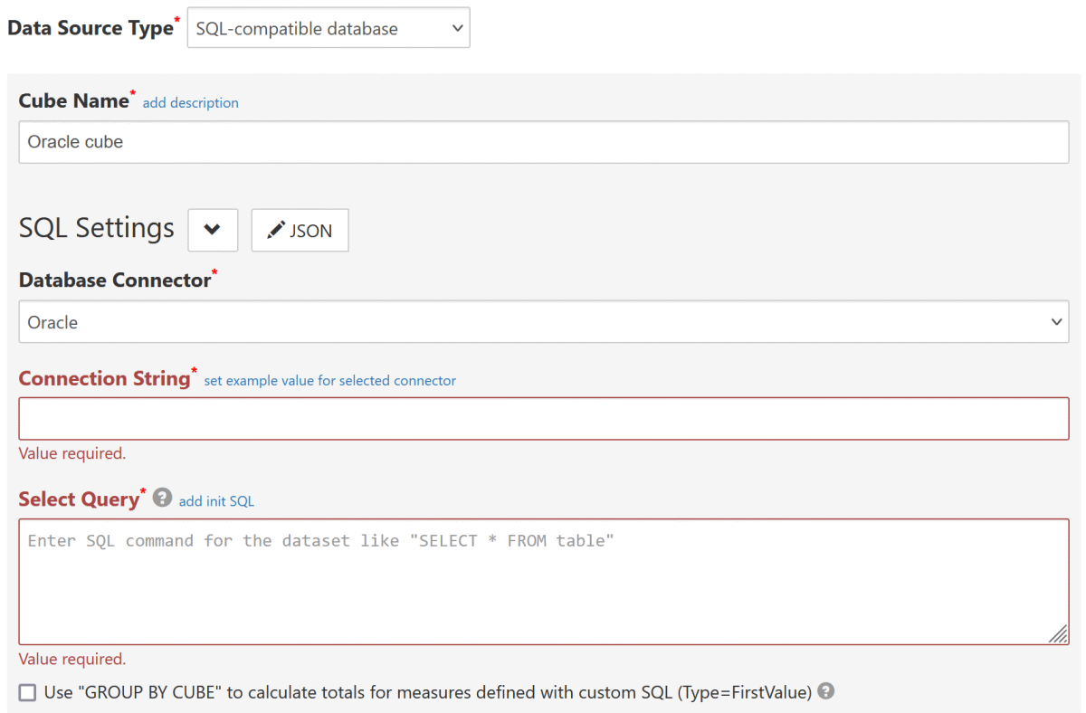 Oracle connector setup